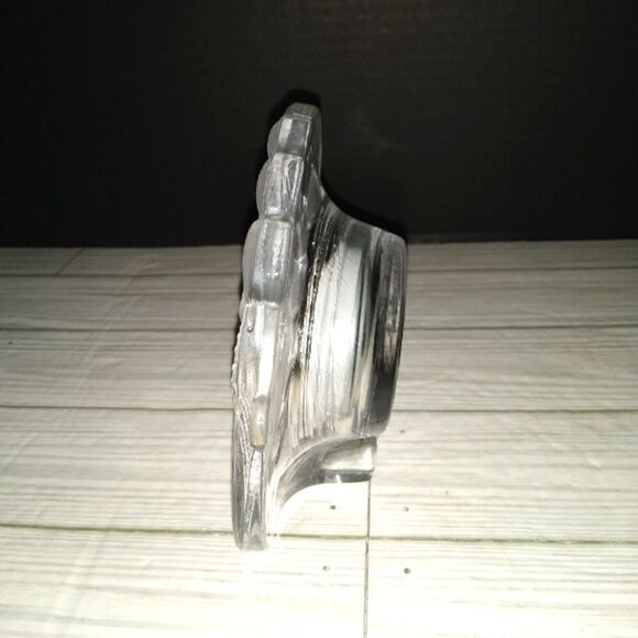 Vintage Hand Crafted Crystal Clear Studios Frosted Quartz Clock Mantel Table Top - Picture 6 of 11